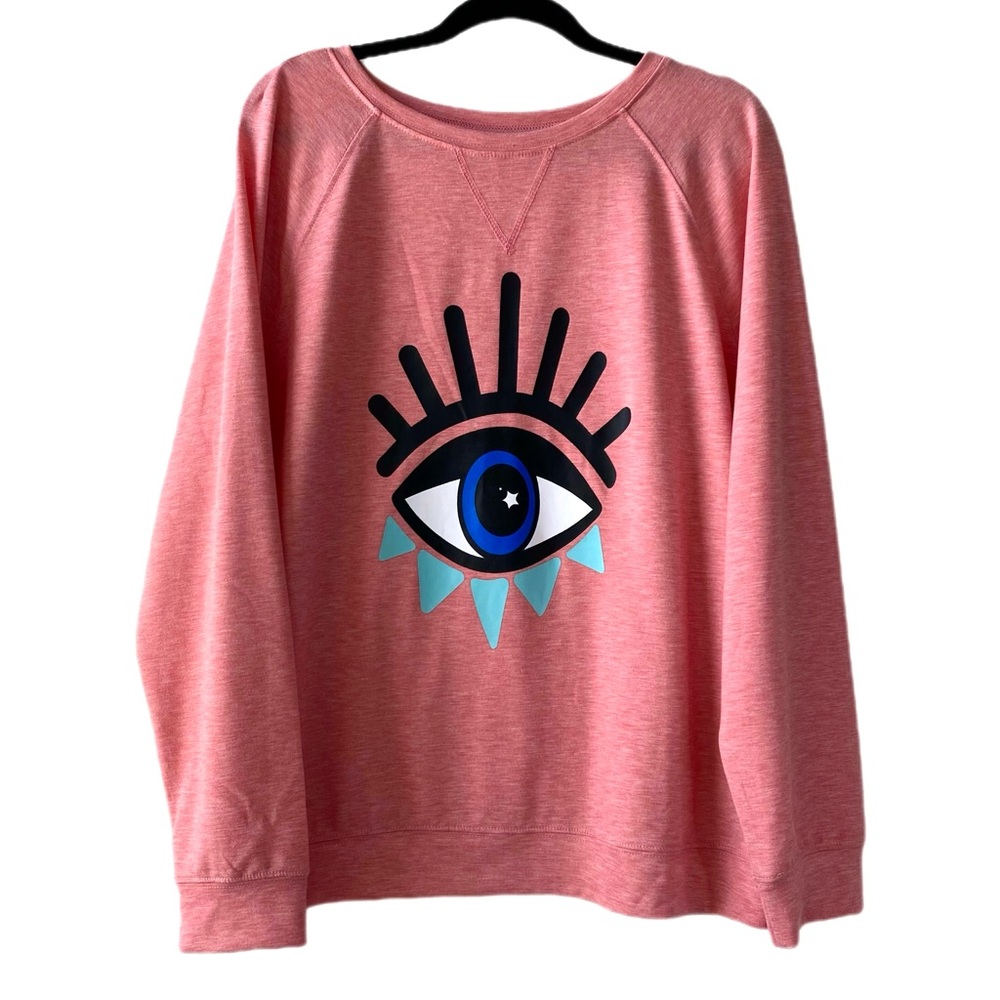 Evil Eye Protection Pink Sweater, XL